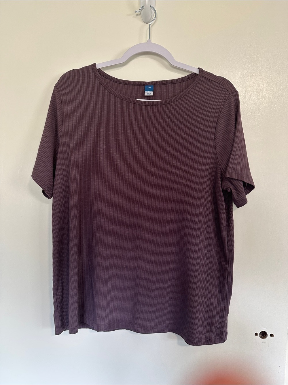 Old Navy Luxe Ribbed Short-Sleeve Tee in Plum size Large